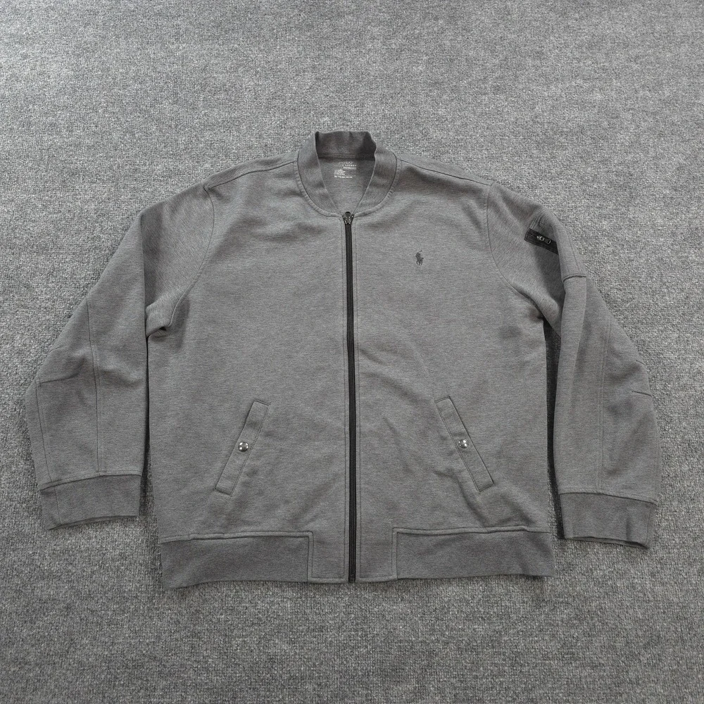 Polo Ralph Lauren Jacket Mens 2XL Gray Performance Track Full Zip Pony Logo